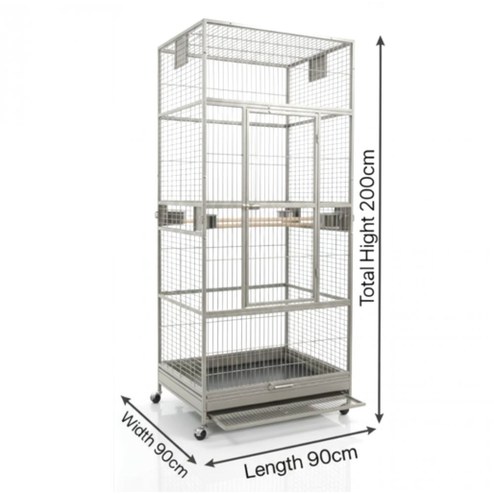 XXL White Metal Bird Cage Aviary for Macaws, Parrots & Small Birds ...